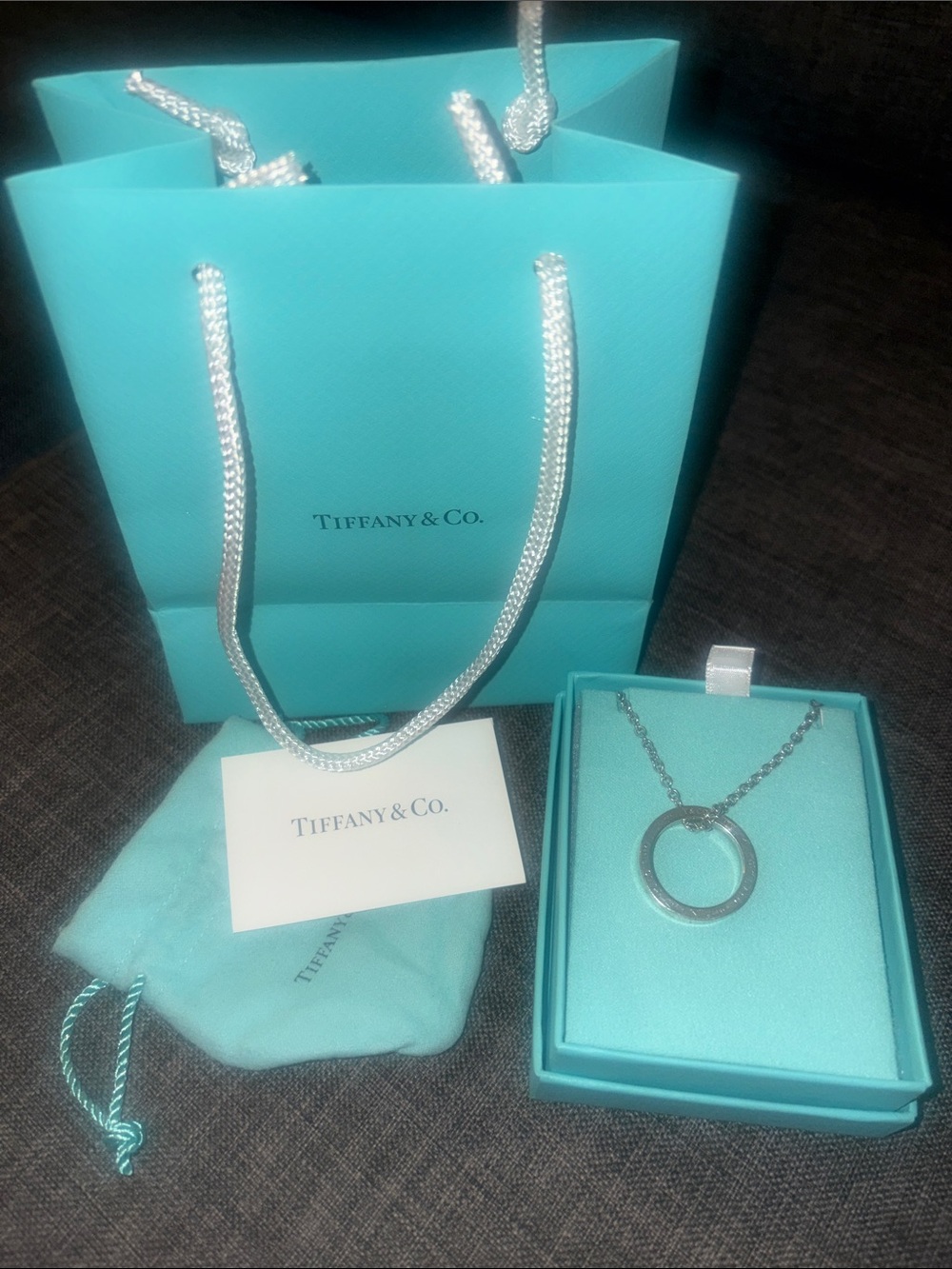 Tiffany & Co. Silver Open Circle Necklace - Tiffany Blue Accents